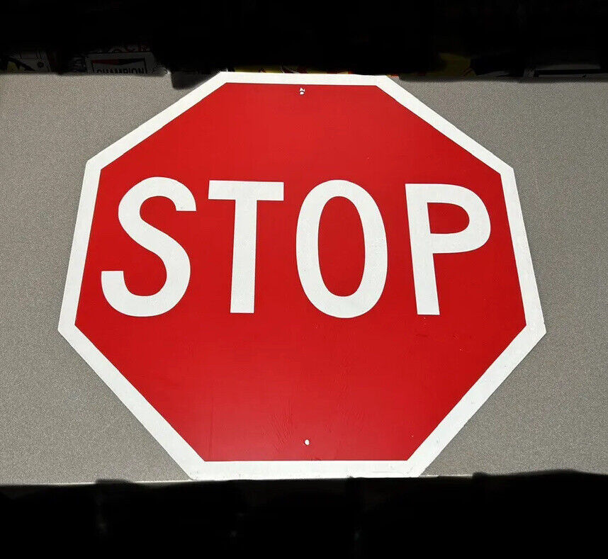 VINTAGE NOS 30” STOP SIGN CAR GAS TRUCK GASOLINE OIL