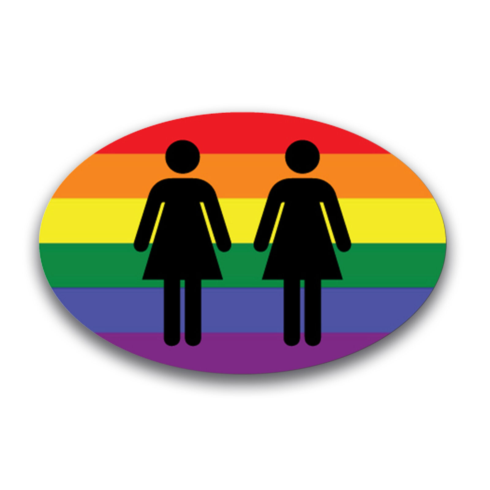 LGBT 2 Females Oval Magnet Decal, 4x6 Inches, Heavy Duty Automotive Magnet