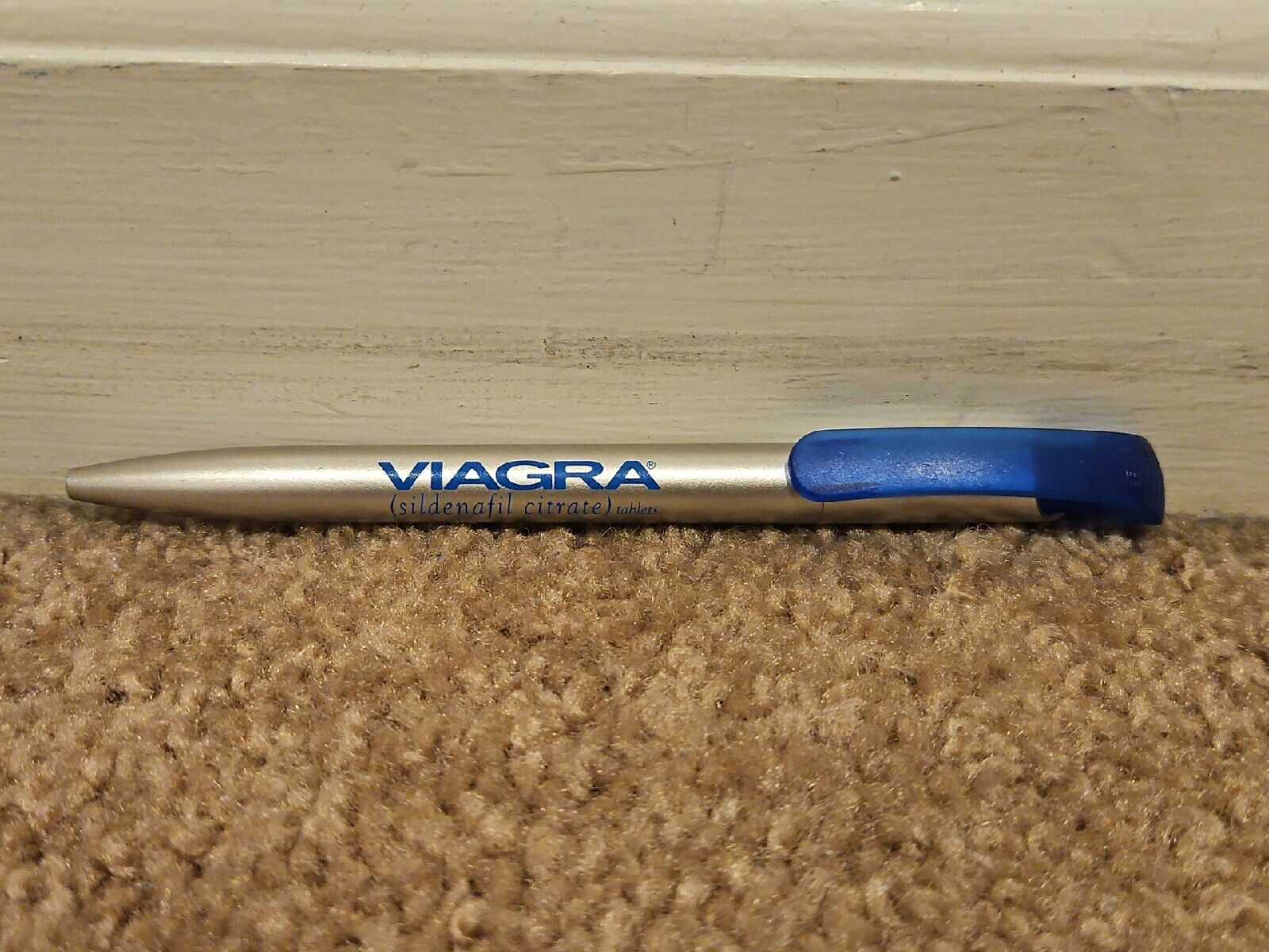 Viagra Pen Drug Rep Promo Silver/Blue Metal Pen