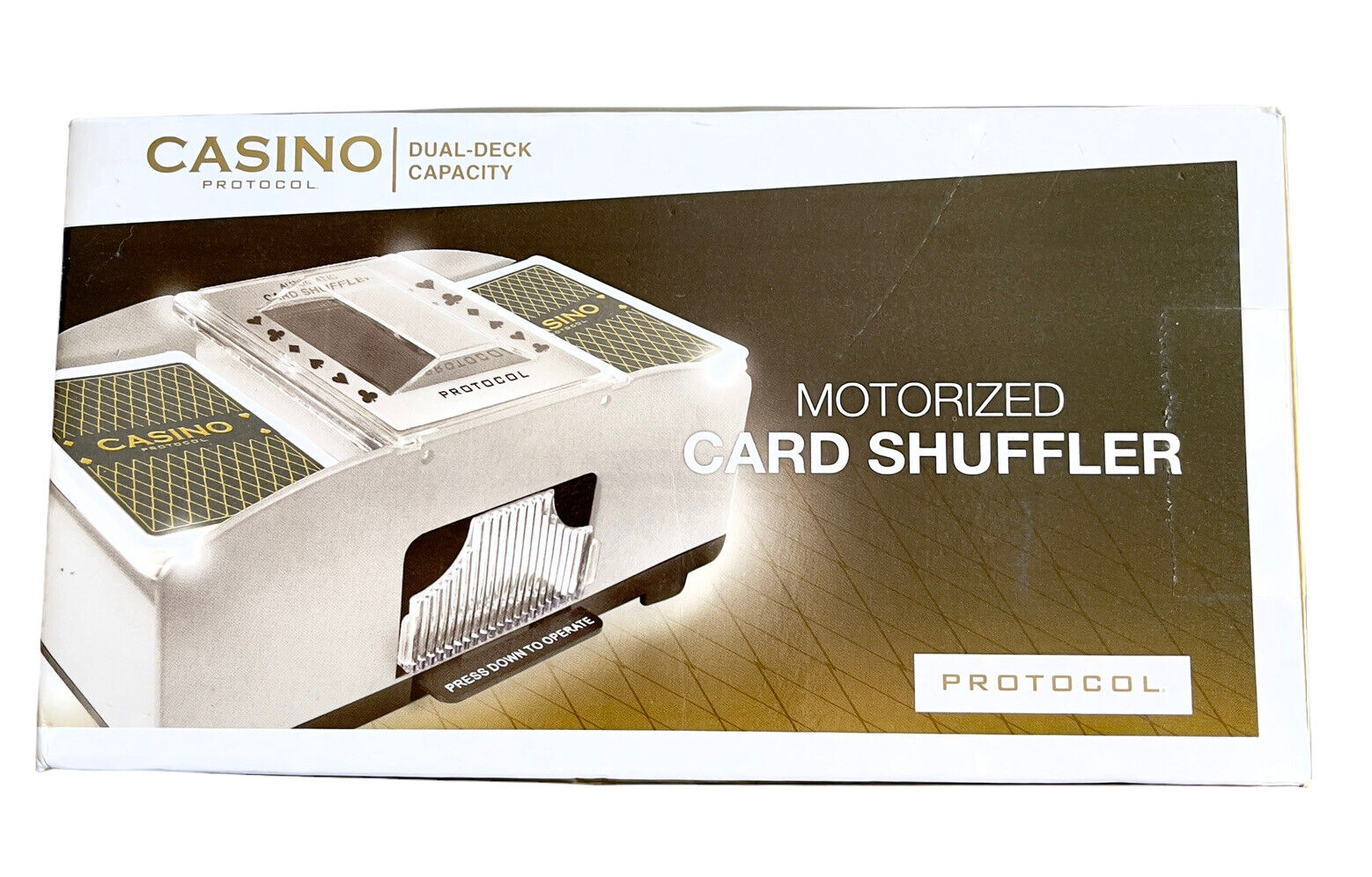 Casino Protocol Dual-Deck Capacity Card Shuffler Battery-operated Open Box