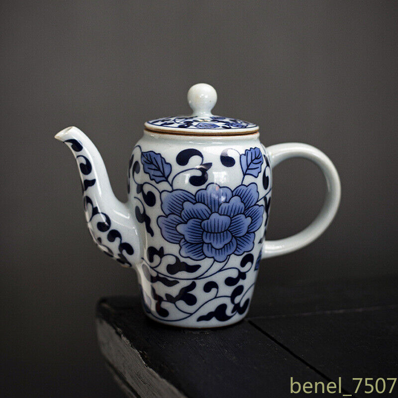 Blue White Entangled Lotus Small Teapot Retro Ceramic Chinese Style Household