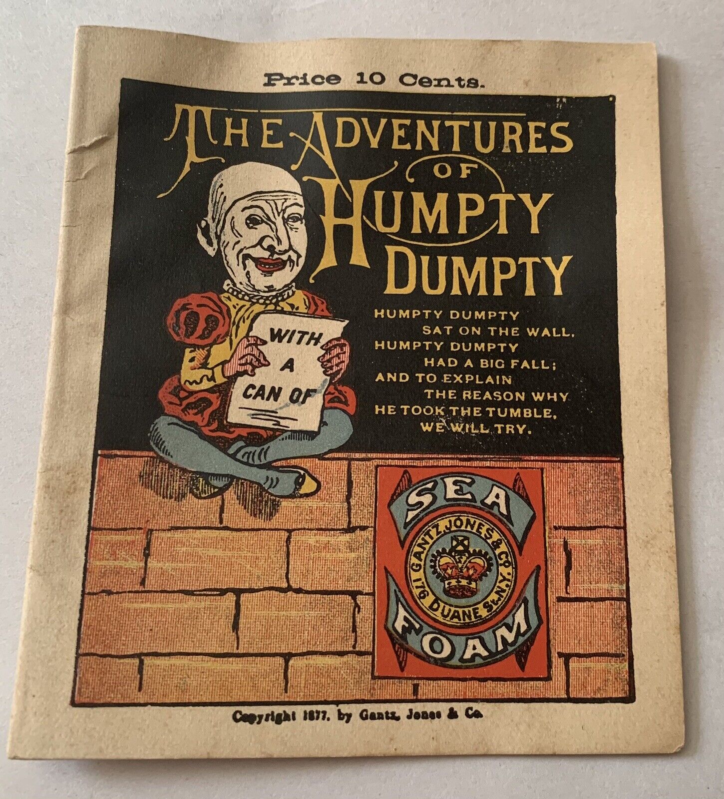 1877 Adventures Of Humpty Dumpty Sea Foam Advertising Premium Booklet