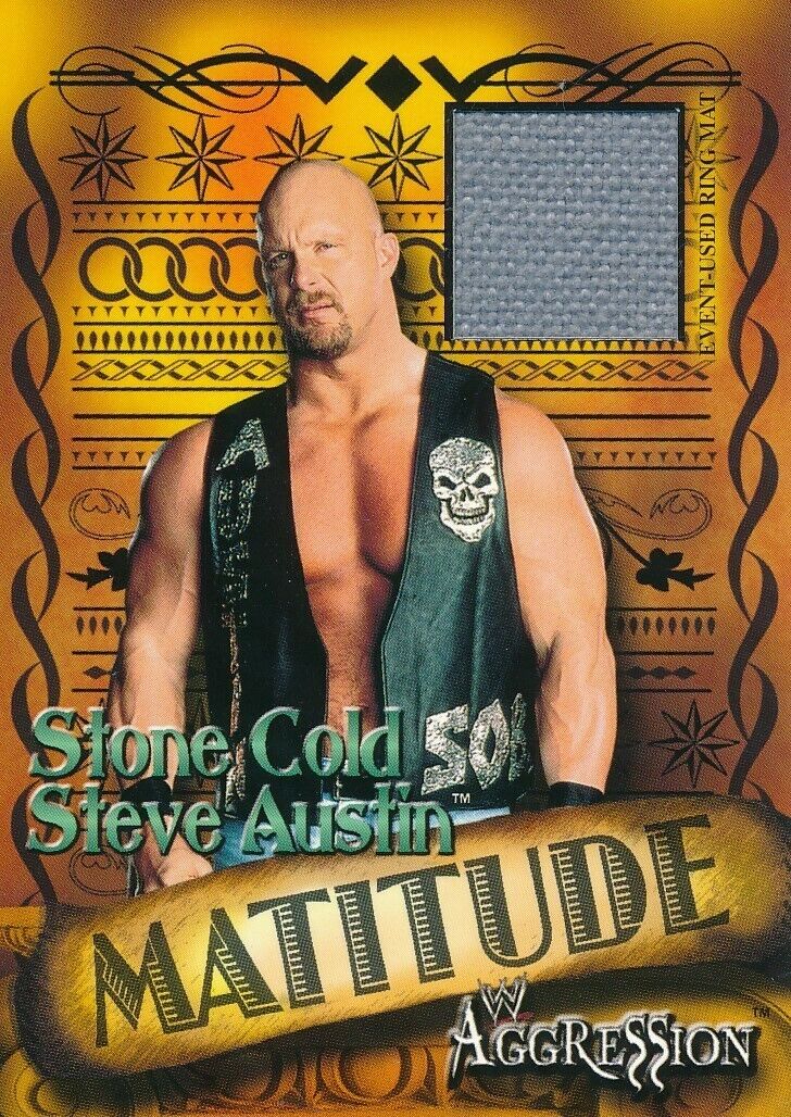 2003 WWE WRESTLING AGGRESSION AUTHENTIC RING MAT COSTUME CARD STONE COLD