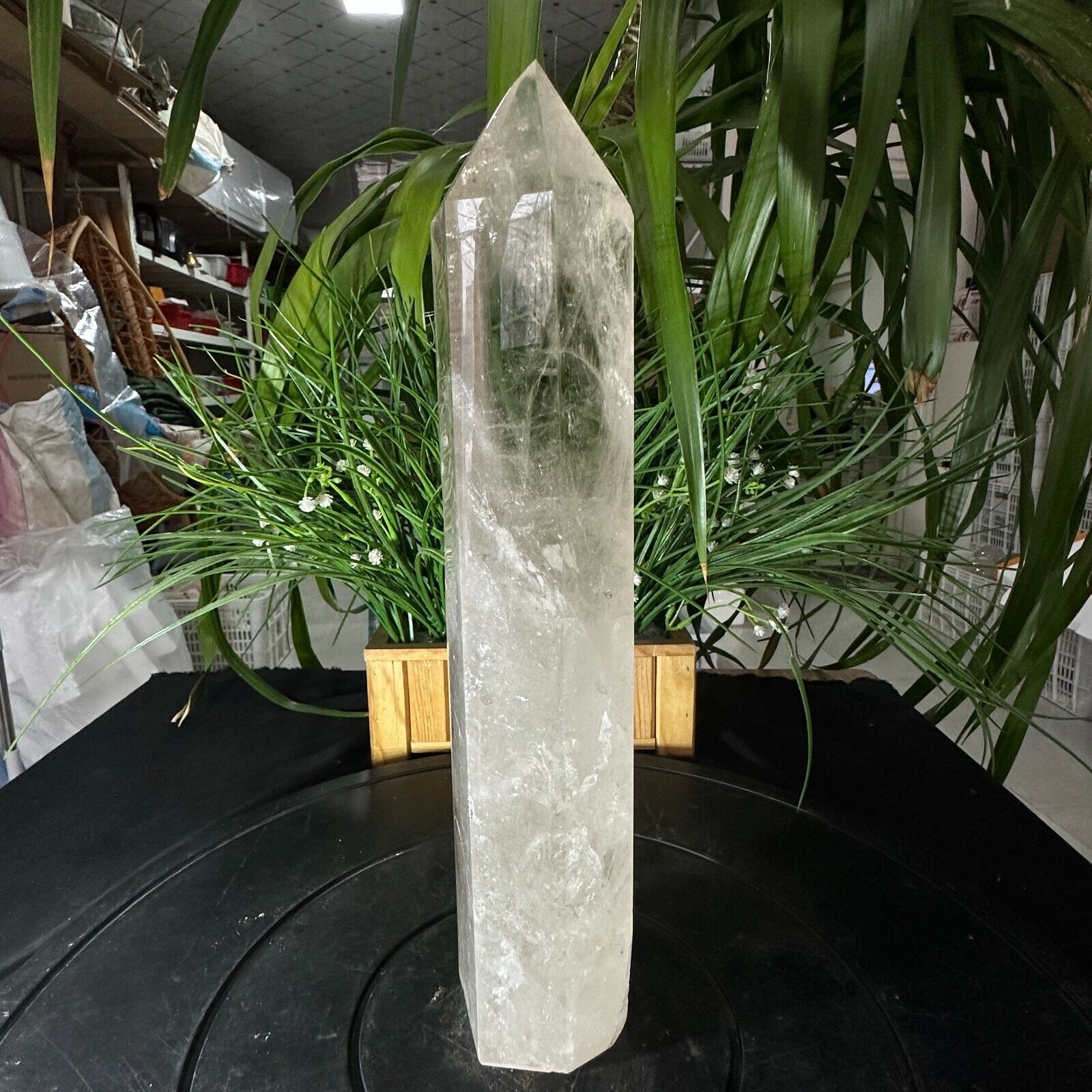 4.07LB TOP Natural clear quartz carved obelisk crystal wand point healing