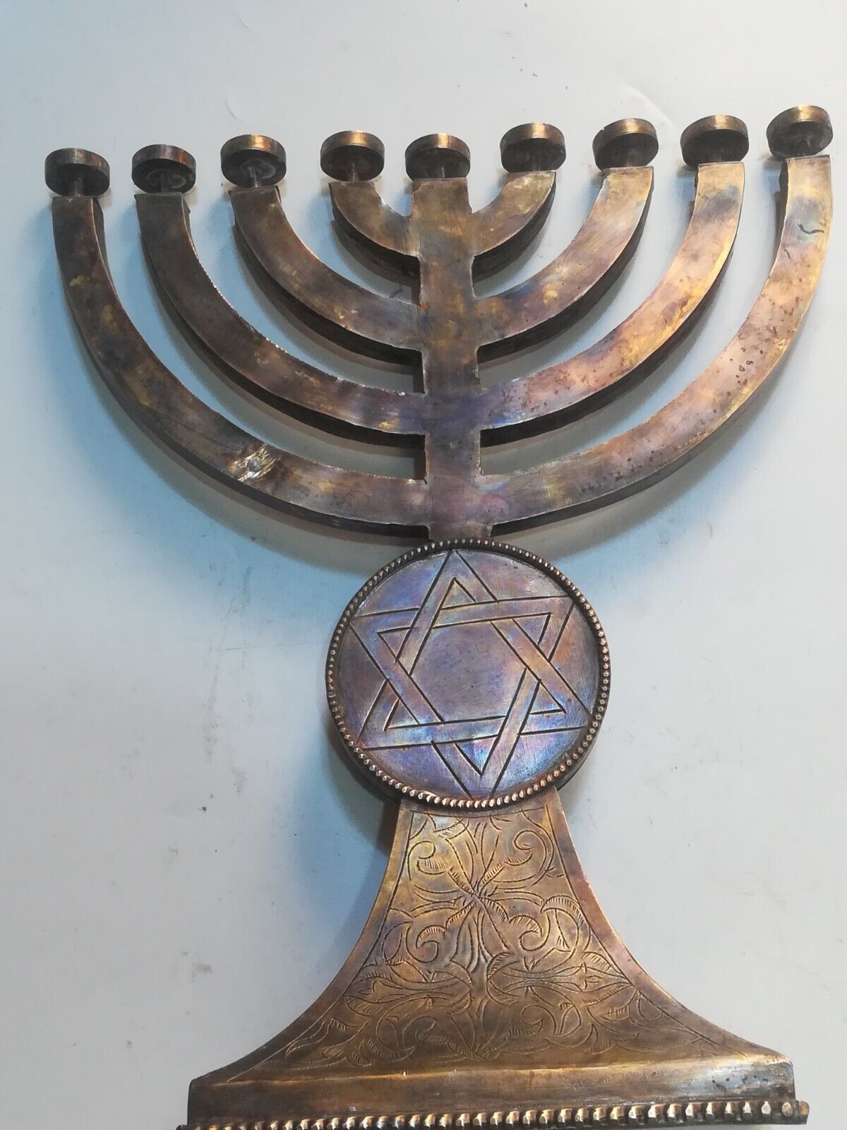 Rare antique Jewish traditional decorative Menorah candle