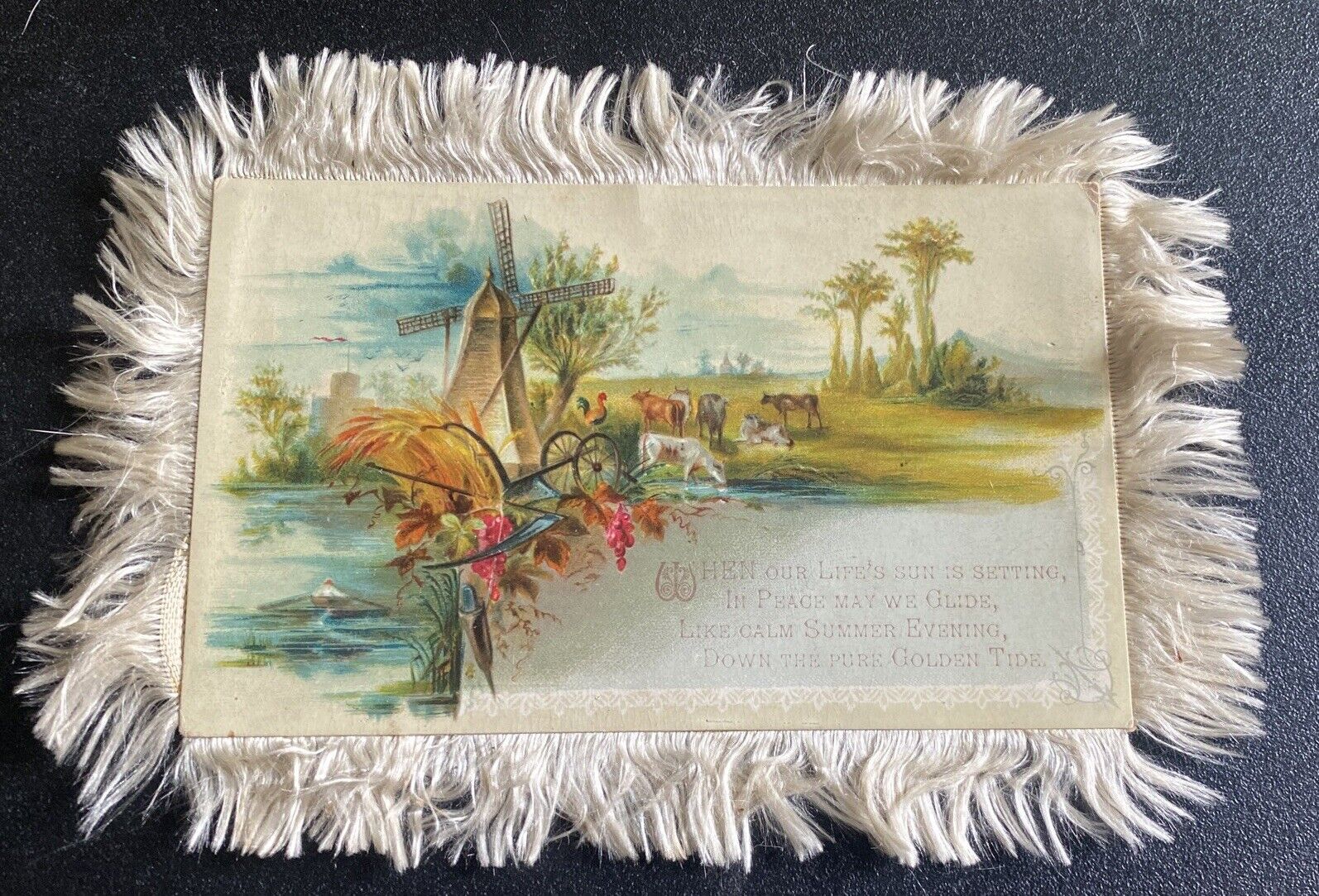 Antique White Silk Victorian Double Sided Greeting Card