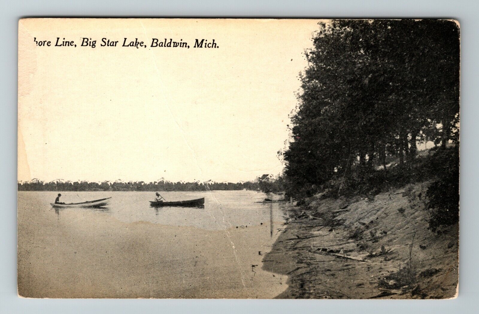 Baldwin MI-Michigan, Shore Line, Big Star Lake, Scenic View, Vintage Postcard