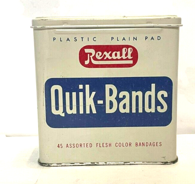 Rexall Quick Bands Vintage Band Aid Tin Excellent Condition Please Read