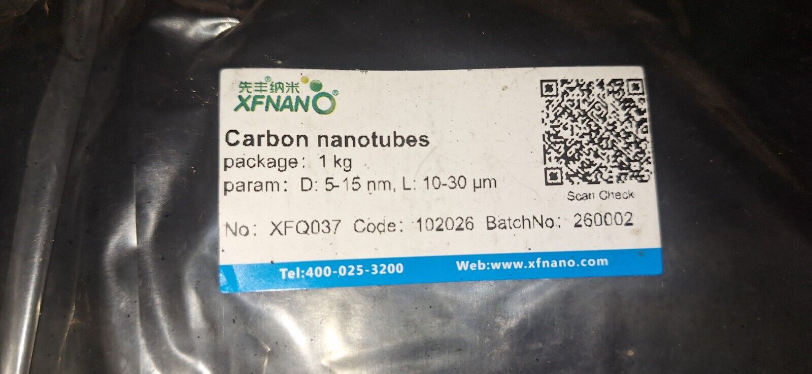 231 Grams Multi-Walled Carbon Nanotubes D 5-15 Nm L 10-30um Length Powder