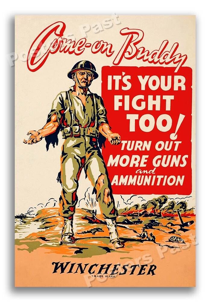 1943 “It’s Your Fight Too” Winchester Vintage Style WW2 Poster - 16x24