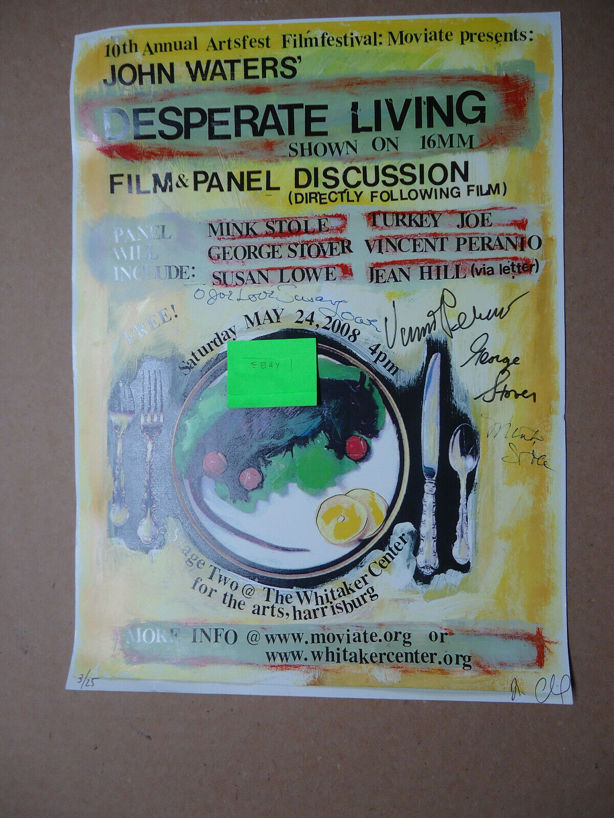John Waters Desperate Living 2008 autographed poster of 1977 film discussion