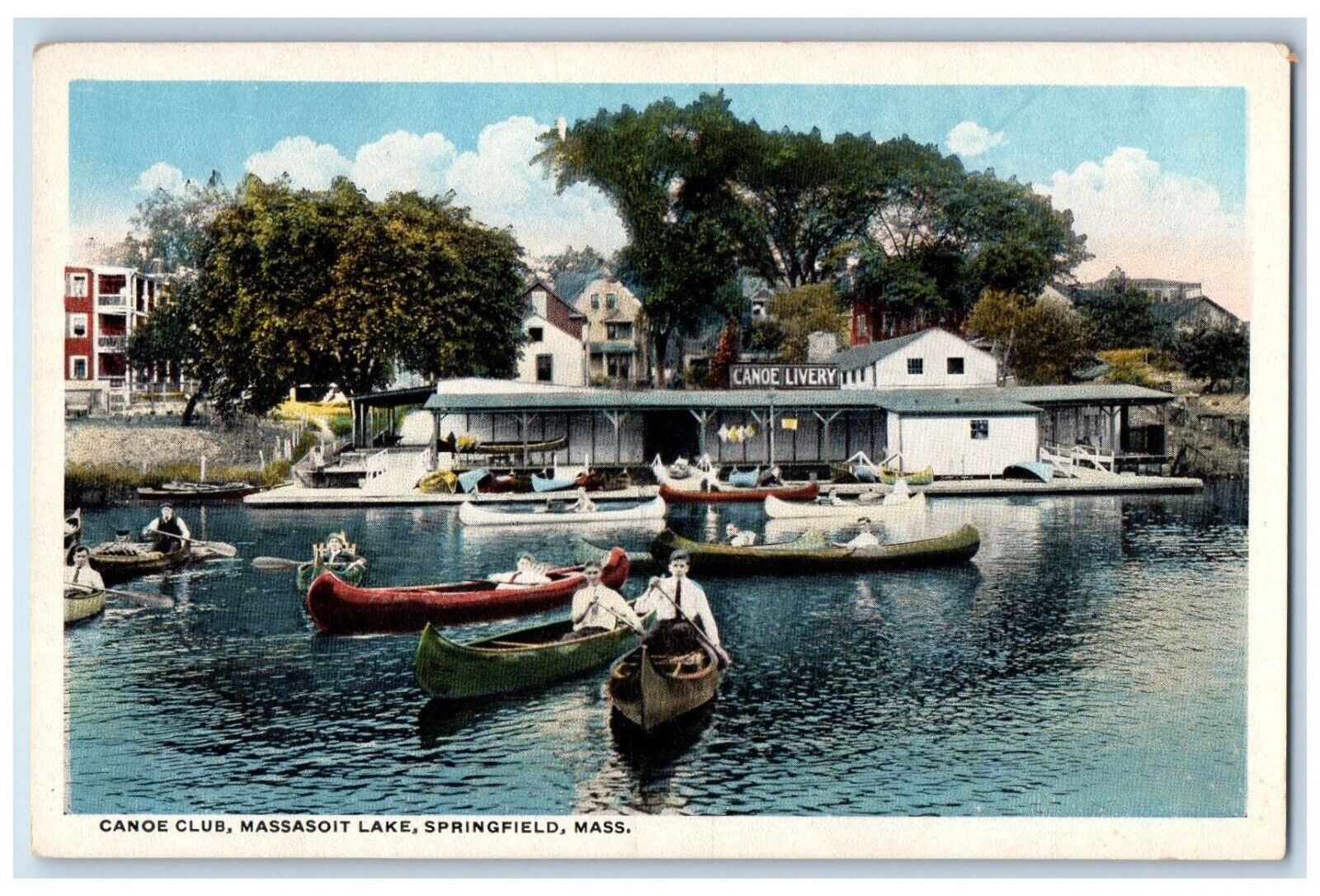 c1910\'s Canoe Club Massasoit Lake Springfield Massachusetts MA Antique Postcard
