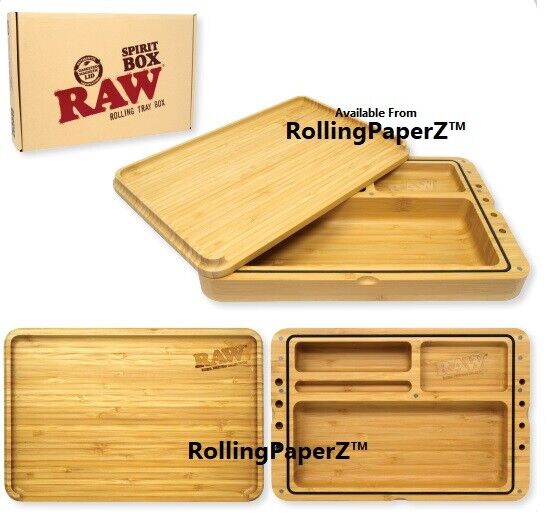 NEW RAW™ Rolling Papers SPIRIT BOX Rolling Tray/Magnetic Rubber sealed Storage 
