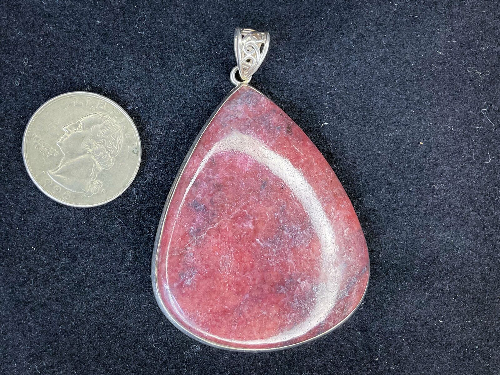 Rhodonite in sterling silver pendant crystal jewelry metaphysical stone jewelry 