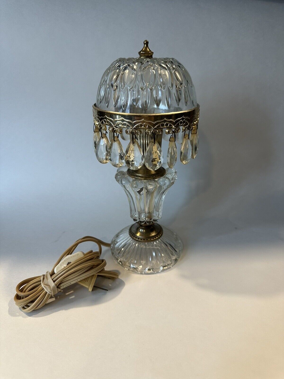 Vintage Michelotti Lamp Crystal Boudoir Parlor Light 10” 18 Prisms TESTED WORKS