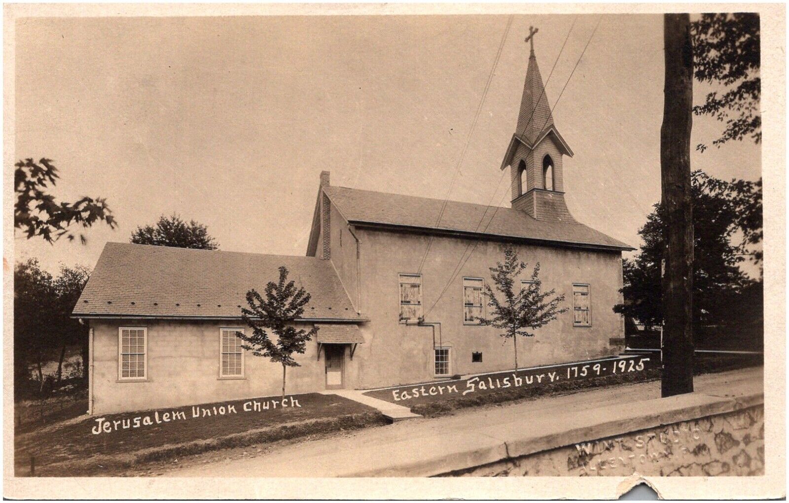 Jerusalem Union Church in Eastern Salisbury Pennsylvania PA 1925 RPPC Postcard