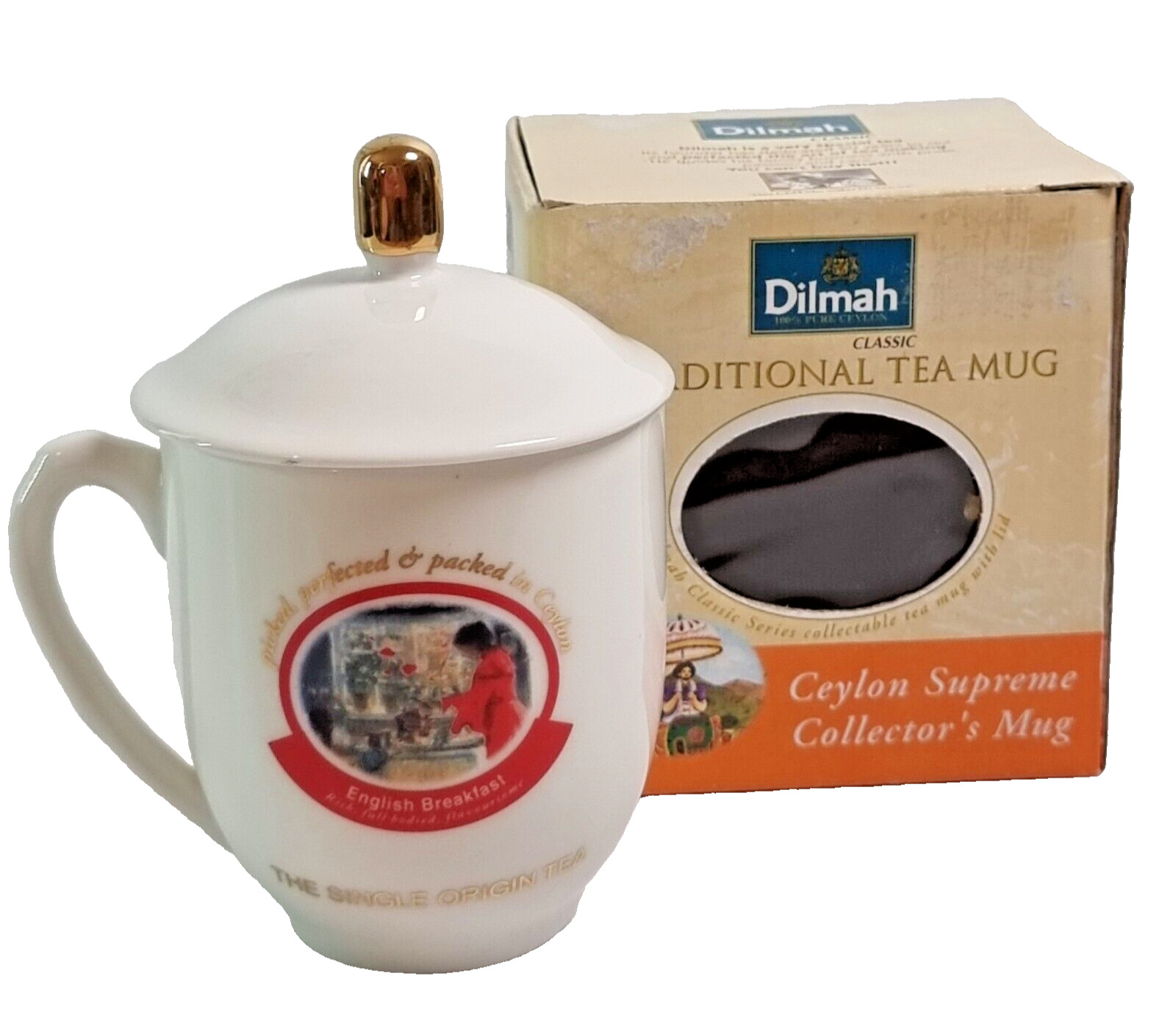 Dilmah Classic Ceylon Supreme Collectors Traditional Tea Mug With Lid Boxed New