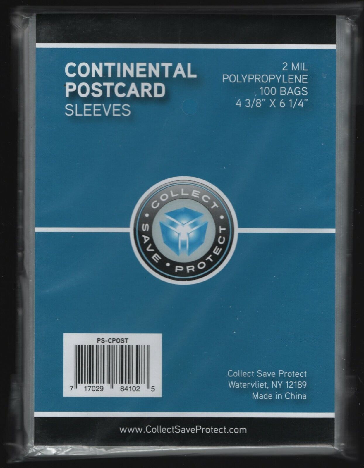 (Pack of 100) CSP Continental Size Postcard Sleeves 4 3/8\