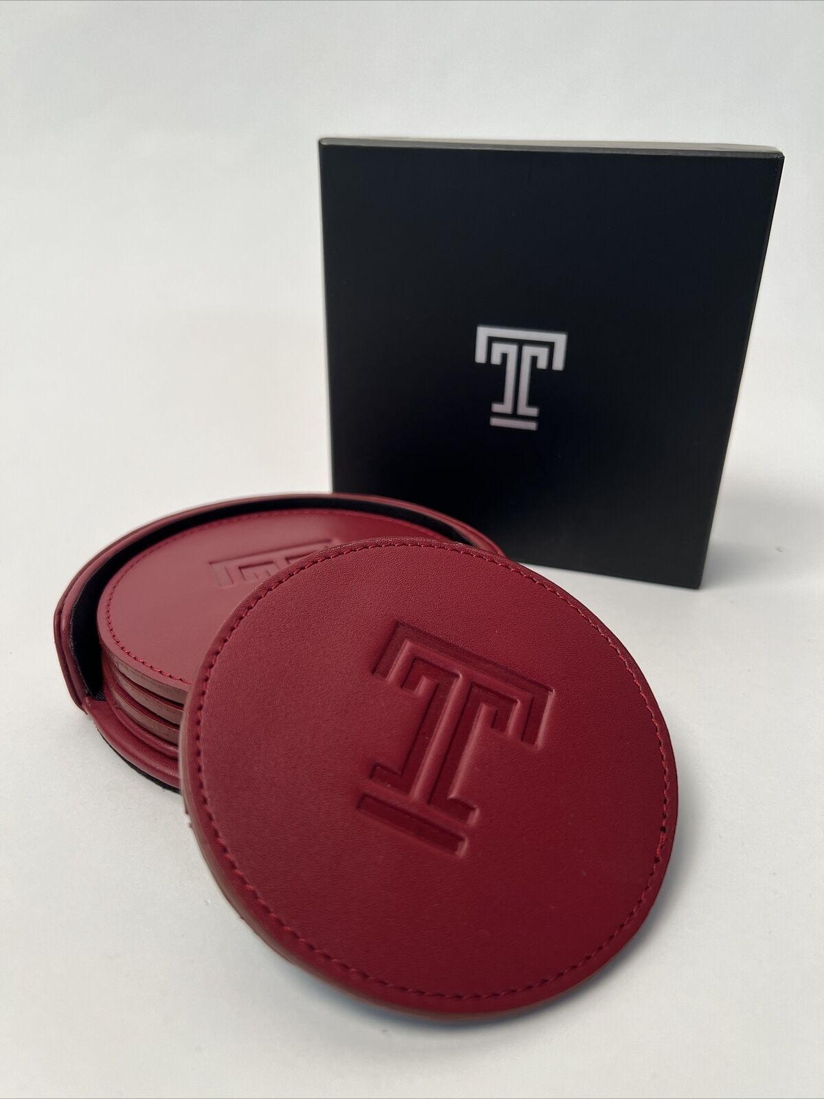 Temple University Leather Coaster Set