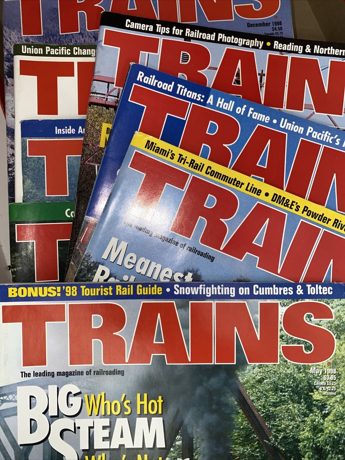 Trains 1998 Magazine 12 Issues May June July aug sept oct nov dec Jan Feb Mar Ap