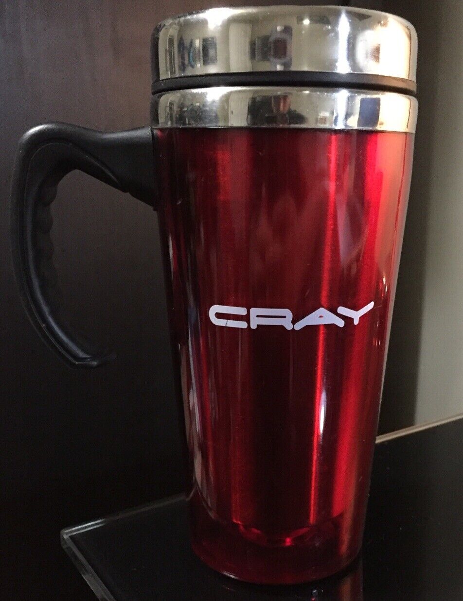 Cray Research Computers Mug Cup Red Insulated With Lid Supercomputer Vintage