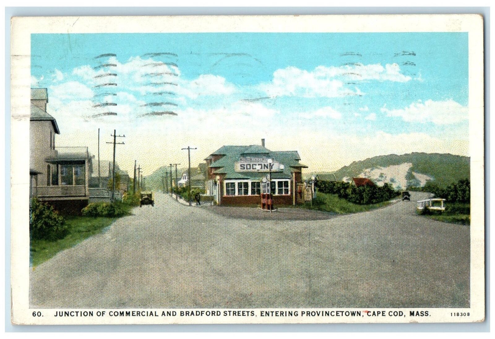 1937 Junction Of Commercial Bradford Entering Provincetown Cape Cod MA Postcard