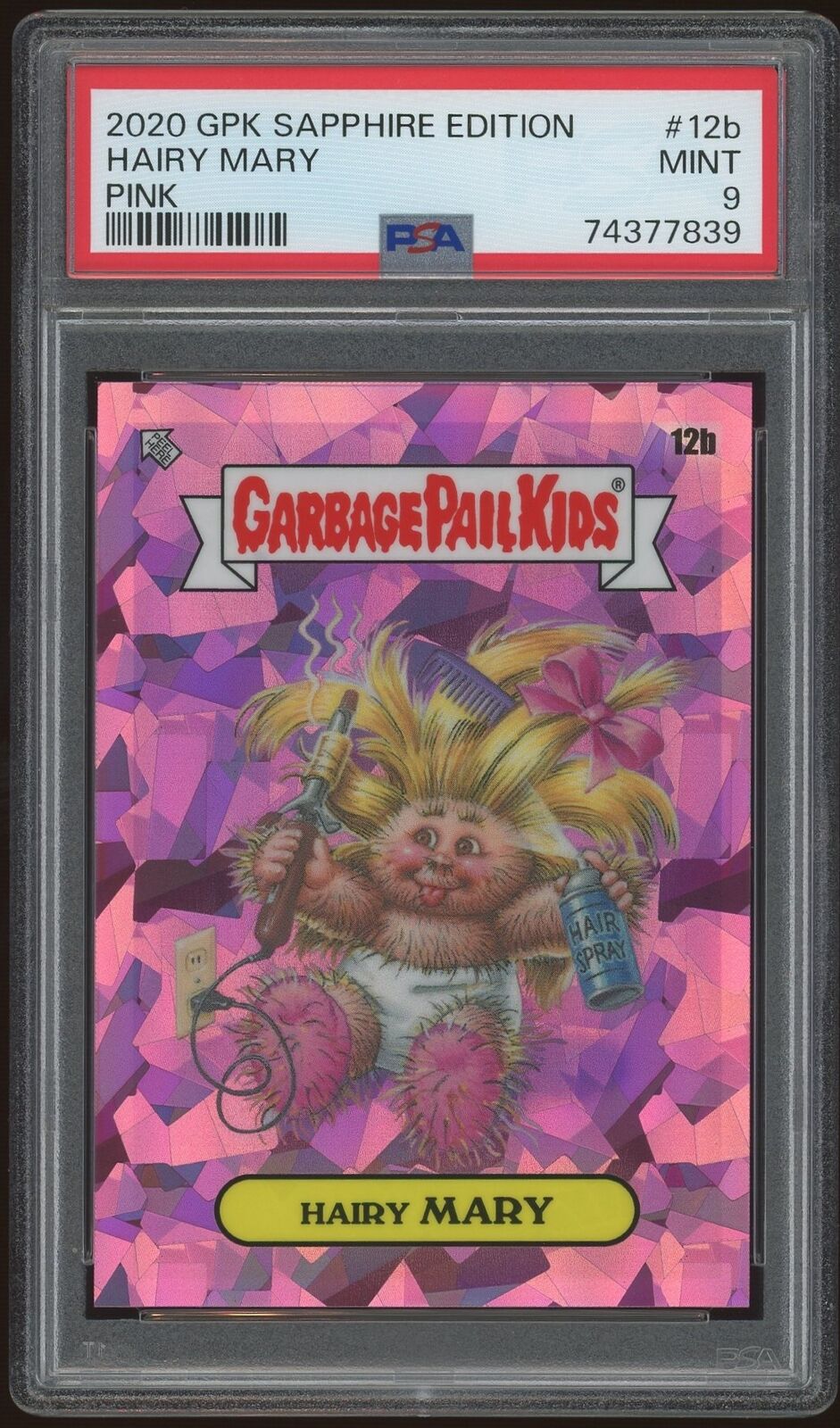 2020 GARBAGE PAIL KIDS SAPPHIRE HAIRY MARY PINK REFRACTOR 12B PSA 9