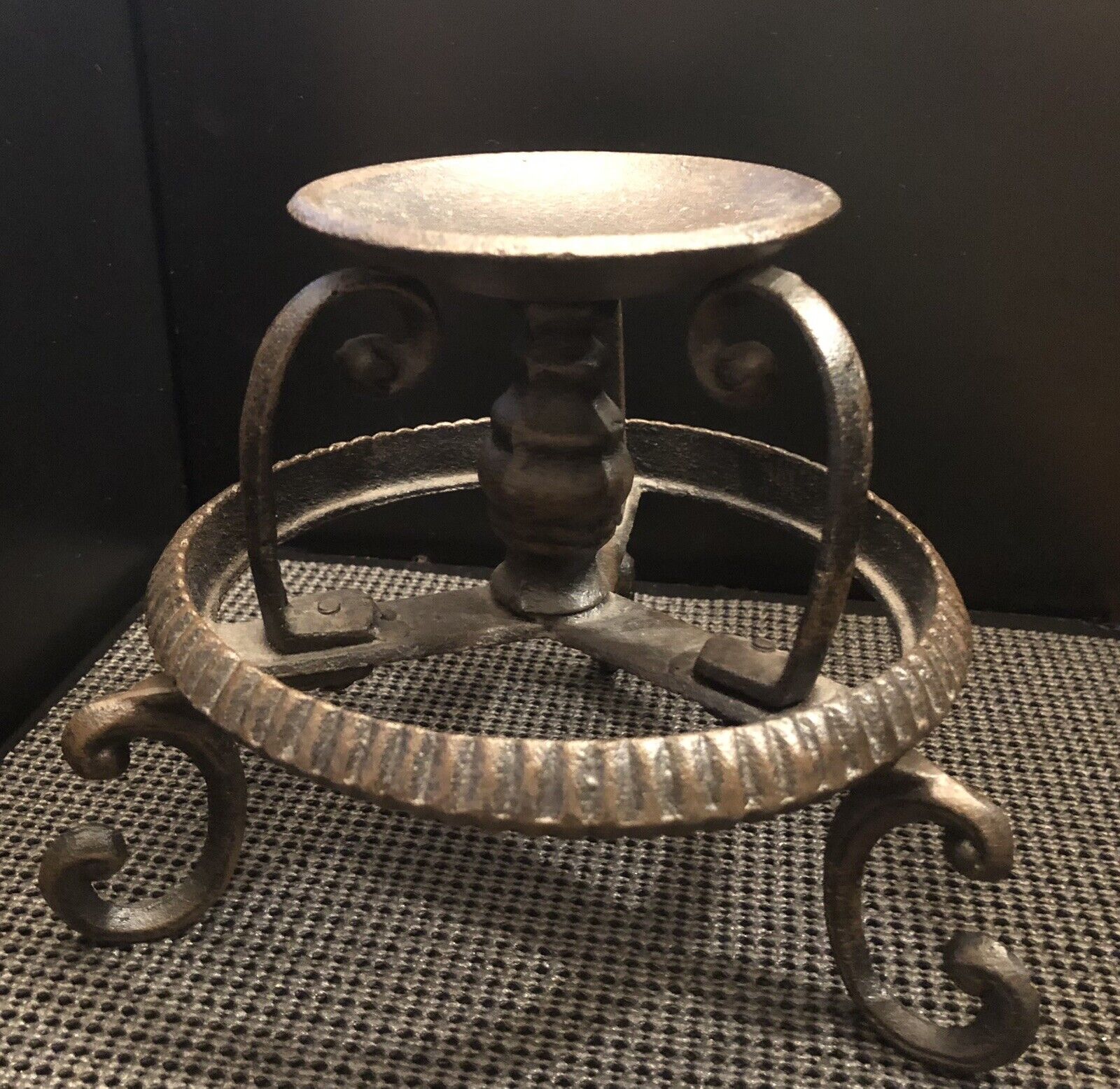 Vintage Wrought Iron Candle Holder (Heavy)