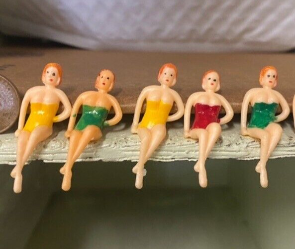 Vintage Plastic Charm Miniature  Bathing Beauties
