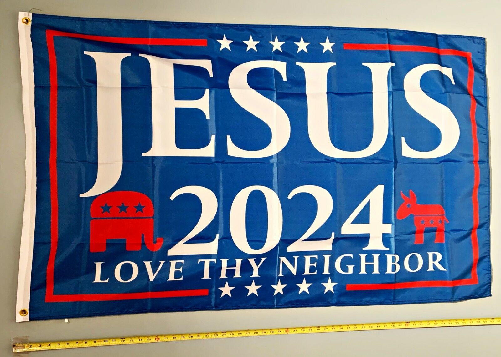 JESUS 2024 FLAG  USA SELLER* Our Only Hope Love Neighbor USA Sign 3x5'
