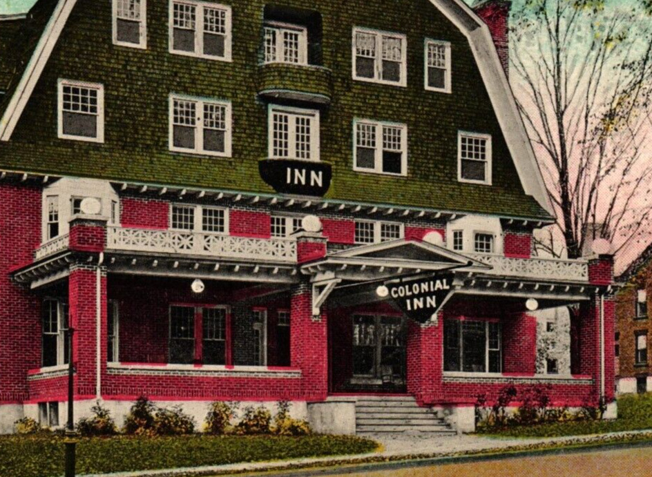Colonial Inn St Albans Vermont VT Vintage Postcard Posted c1920 Street View