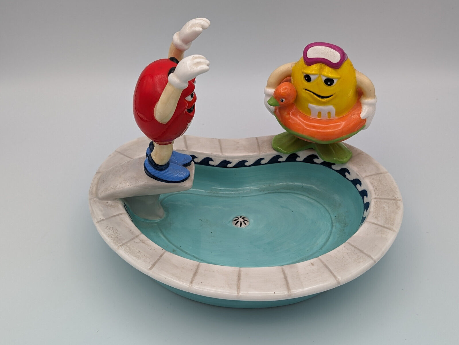 Mars Ceramic M & M\'s Candy Dish Shaped Like Swimming Pool w/ Diving Board