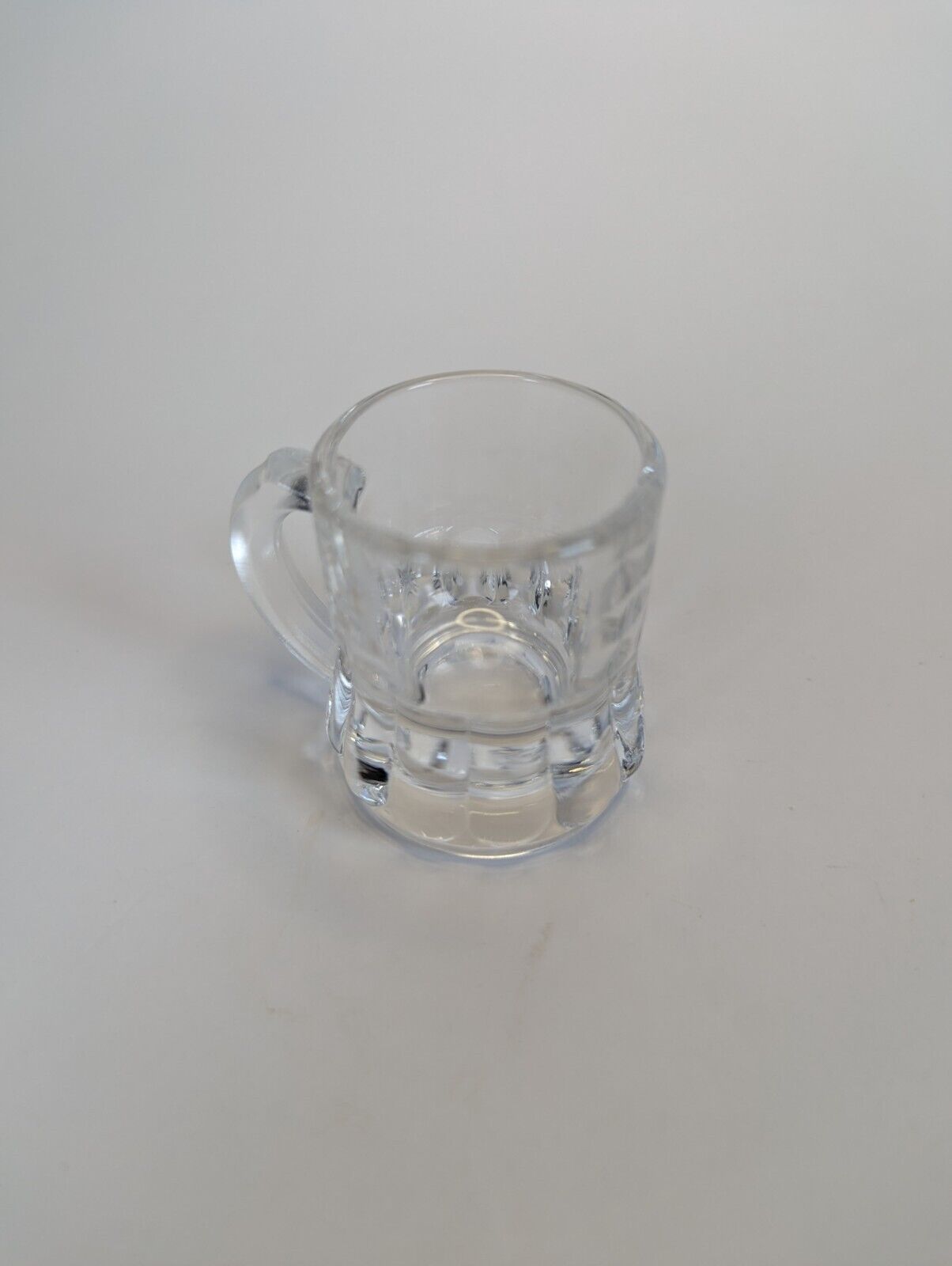 Vintage Federal Beer Mug Shaped Shot Glass With F Shield Mark Clear Glass 