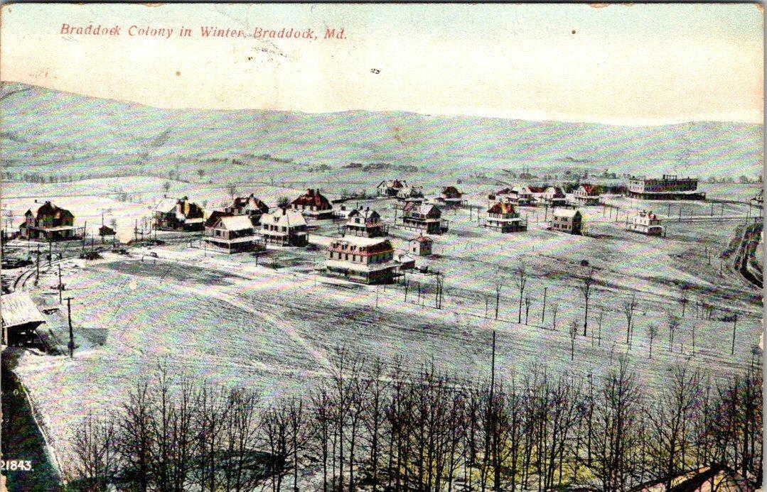 1909 BRADDOCK HEIGHTS COLONY IN WINTER*MARYLAND*TO KEPLER*MIDDLETOWN*POSTCARD