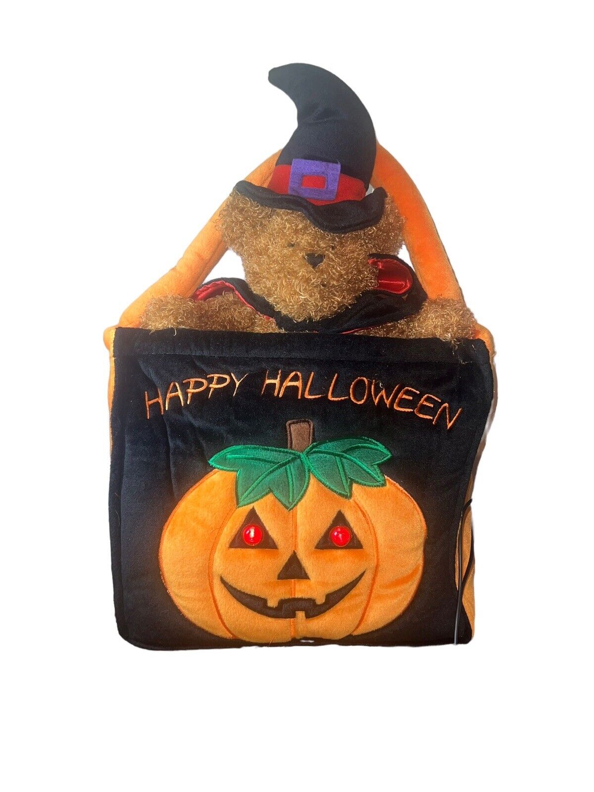 Happy Halloween Trick Or Treat Plush Witch Bear Pumpkin Candy Bag Vintage