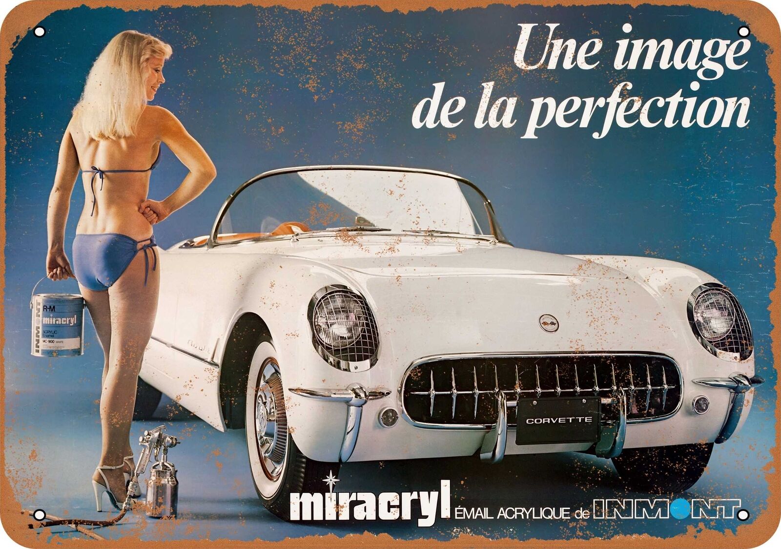 Metal Sign - 1953 Chevrolet Corvette Risque French Bikini Body Paint -