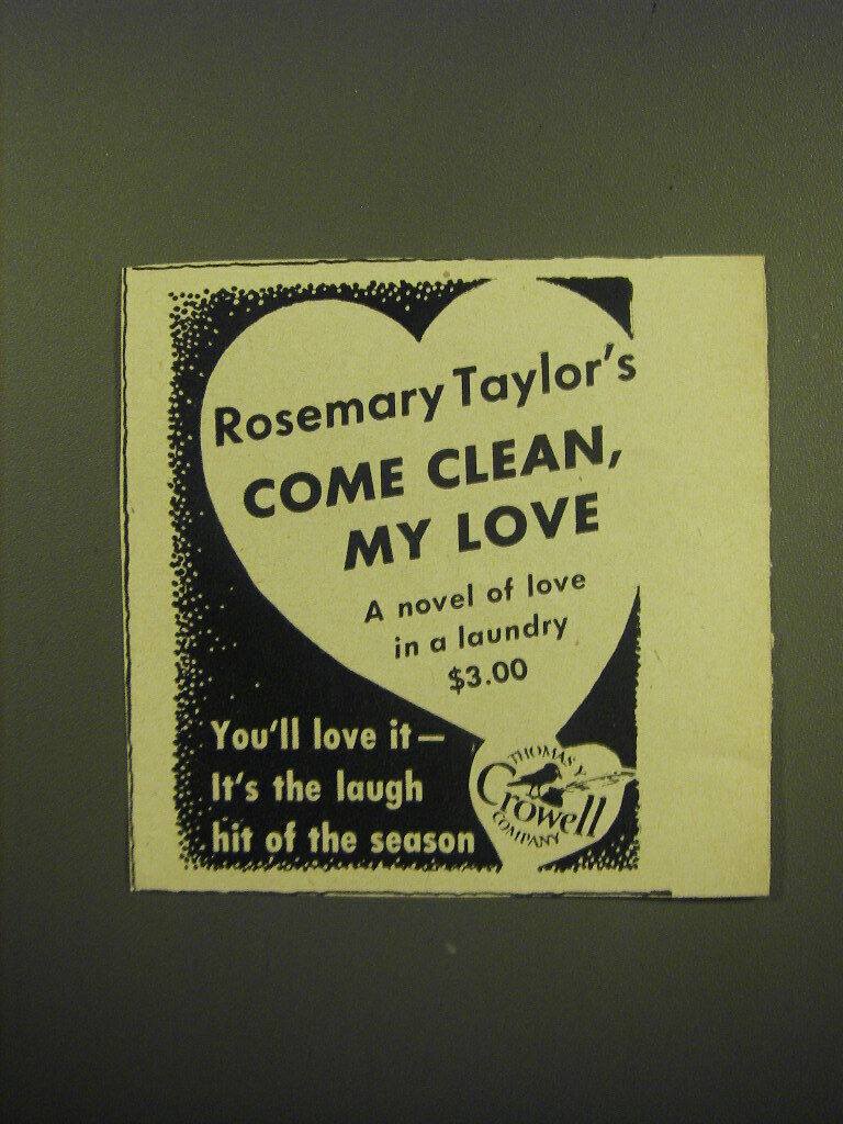 1949 Thomas Y. Crowell Book Ad - Come Clean, My Love by Rosemary Taylor