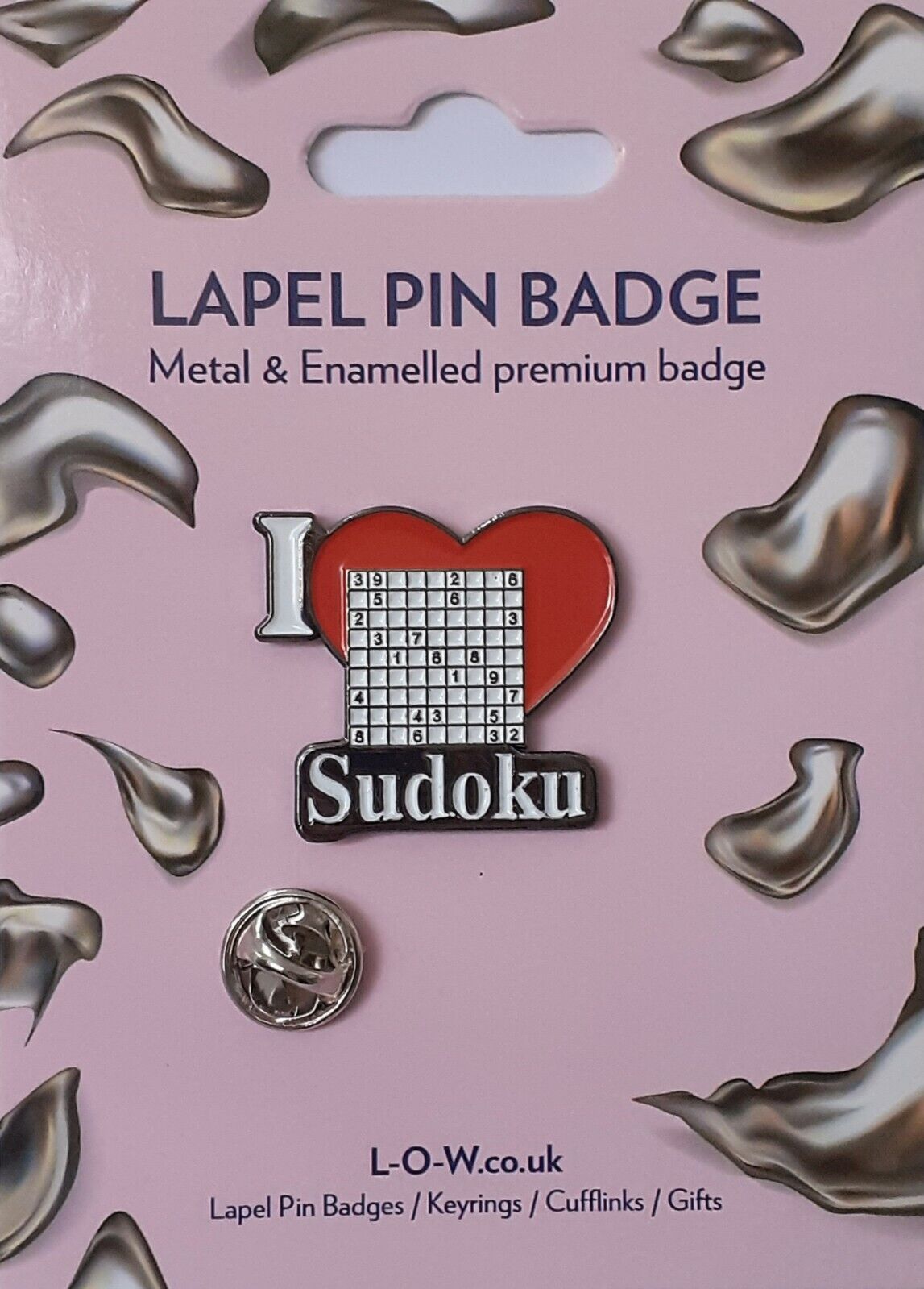 I Love Sudoku Word Puzzles Metal & Enamelled Novelty Lapel Pin Badge JKB11-52