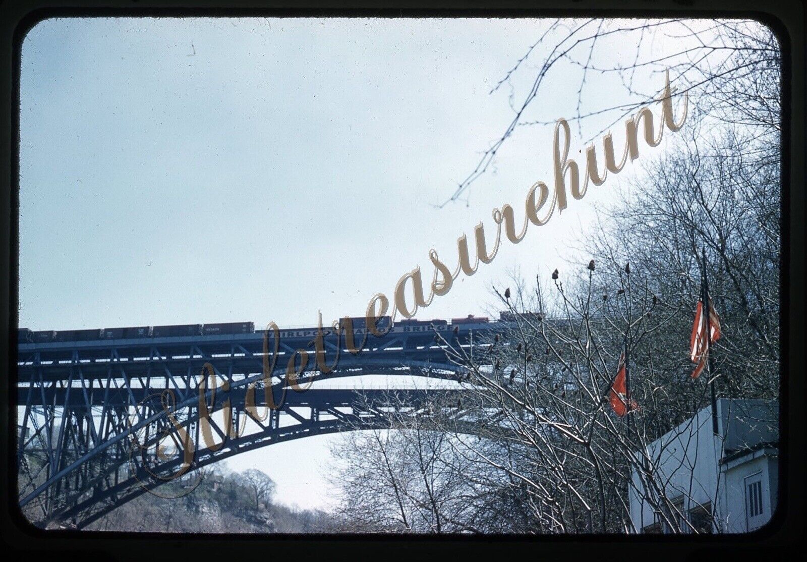 Whirlpool Rapids Bridge Niagara Falls Rail Train 1950s 35mm Slide Kodachrome