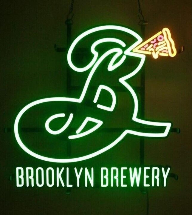 Brooklyn Brewery Pizza Slice LED Neon Bar Light Wall Sign 22\