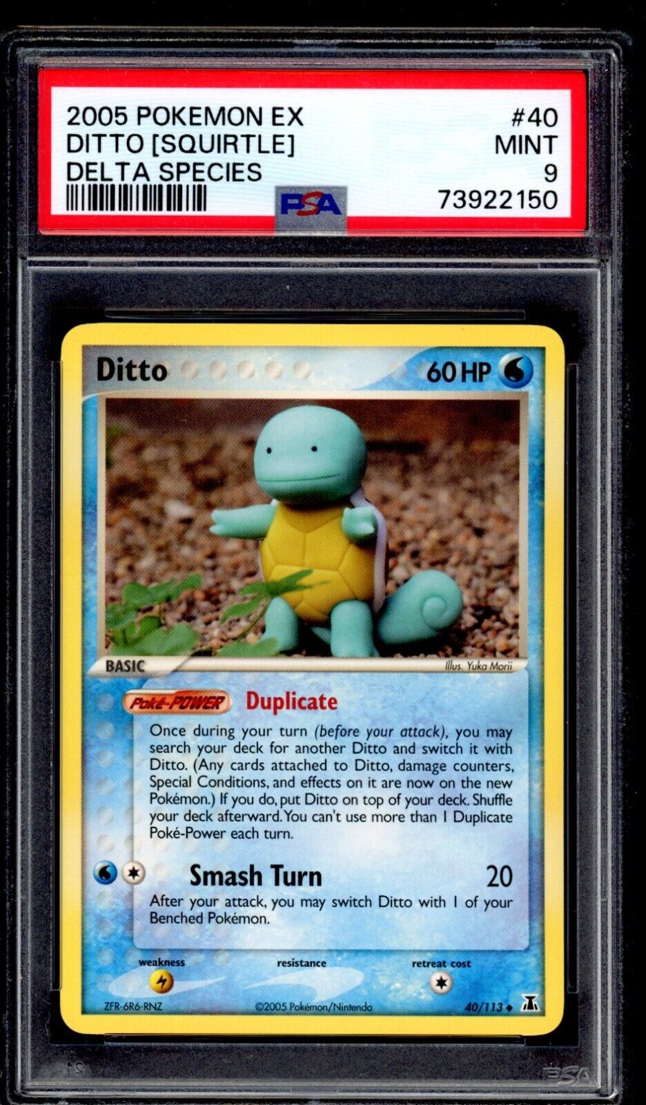 PSA 9 Ditto (Squirtle) 2005 Pokemon Card 40/113 EX Delta Species