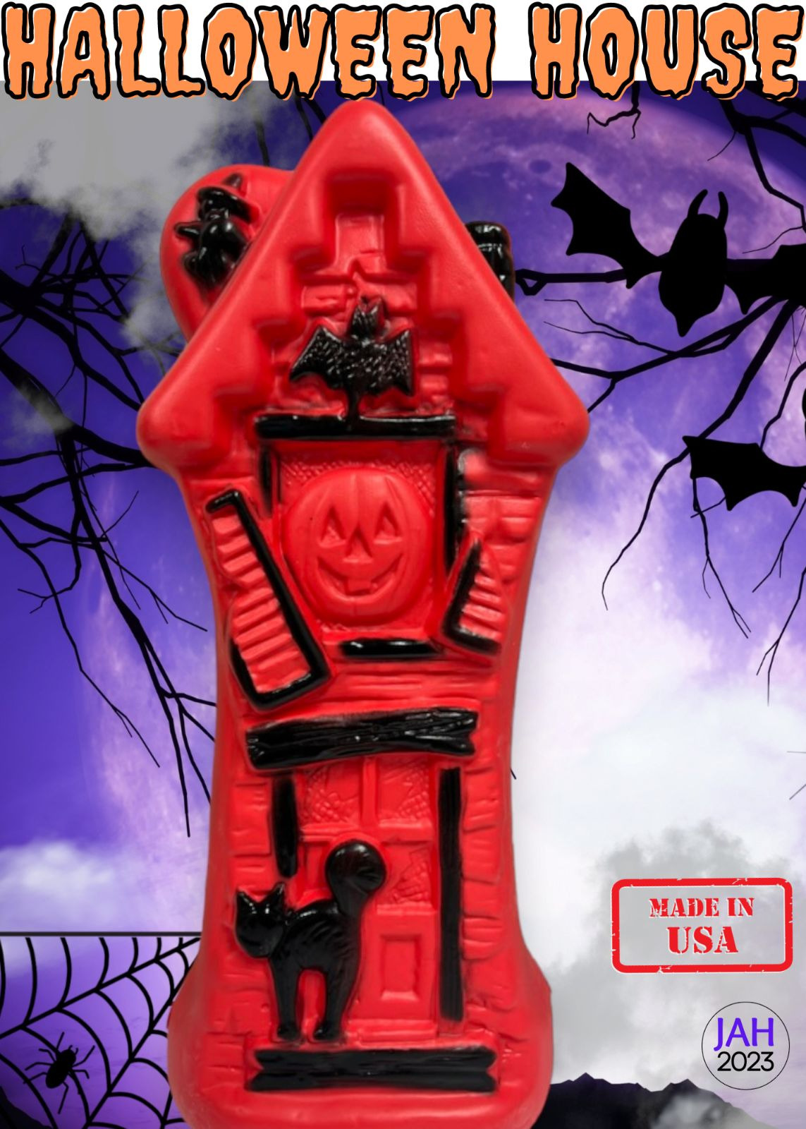 JAH Blow Mold Halloween House New Made in USA Christmas Decoration