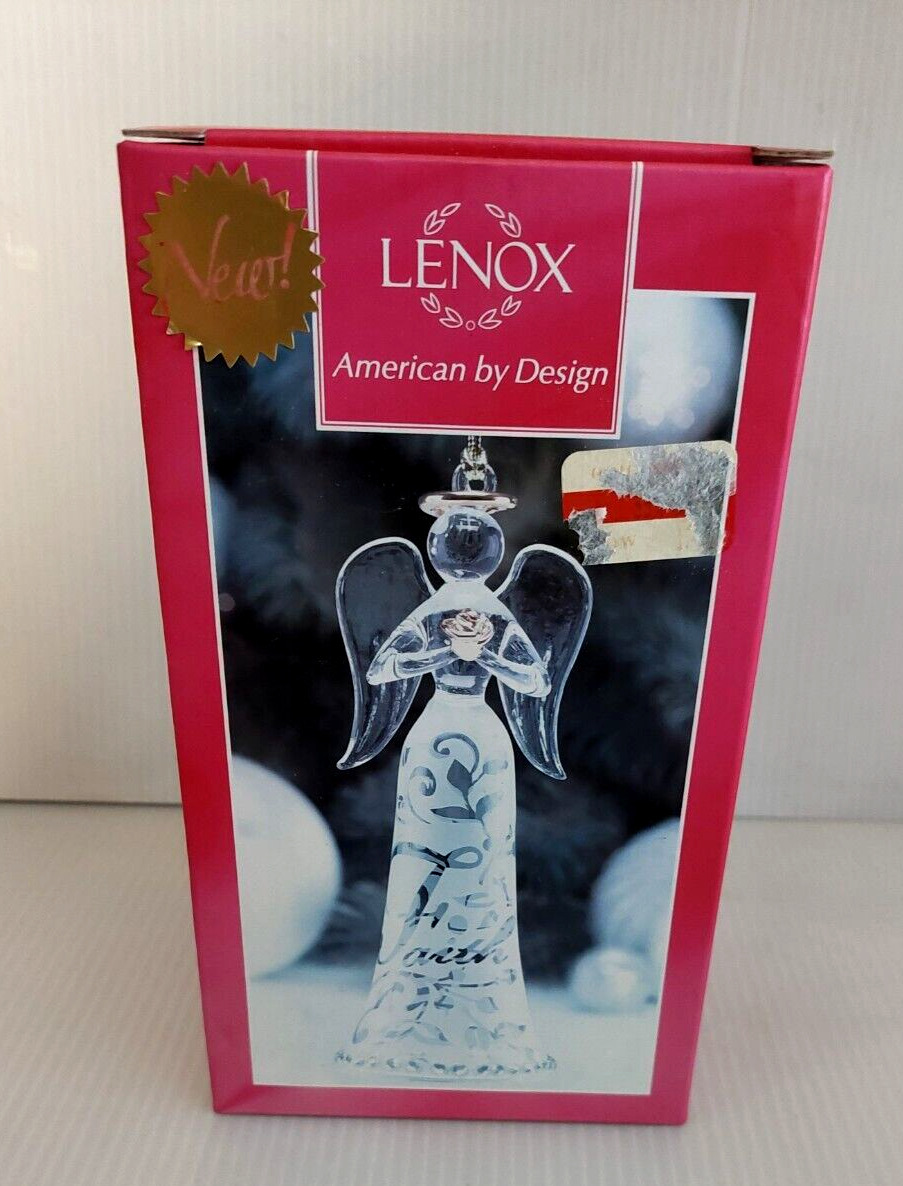 Lenox Joyous Tidings Faith Angel Glass Ornament in Original box 6”Tall