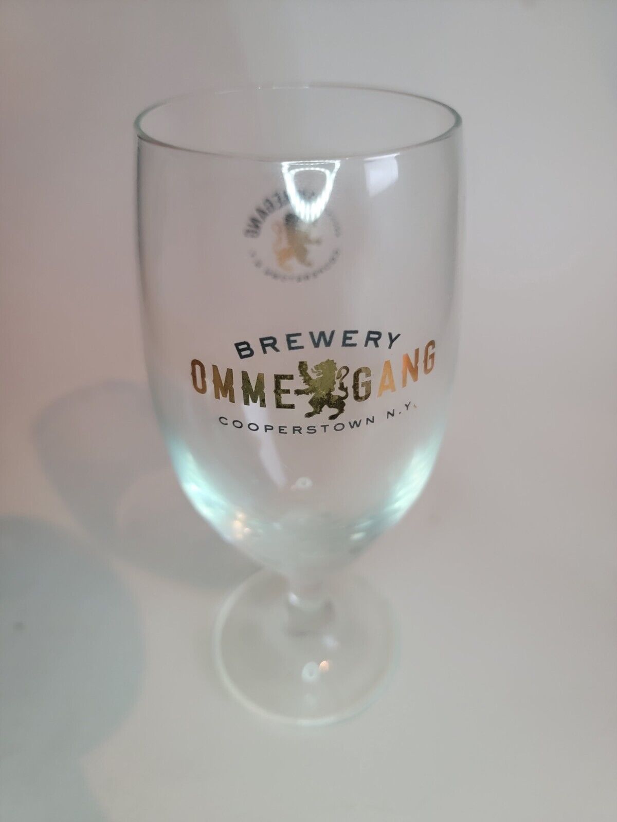 Ommegang Brewery Logo Stemmed Beer Glass Cooperstown NY 12 fl. oz.