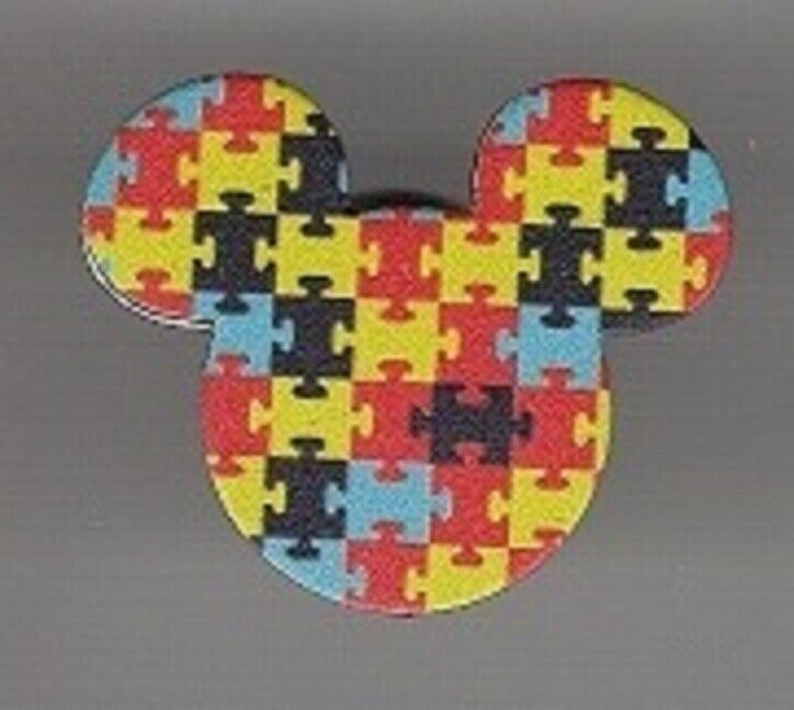 Autism pin badge. Mouse head design. Mickey. Autistic. Metal. Enamel