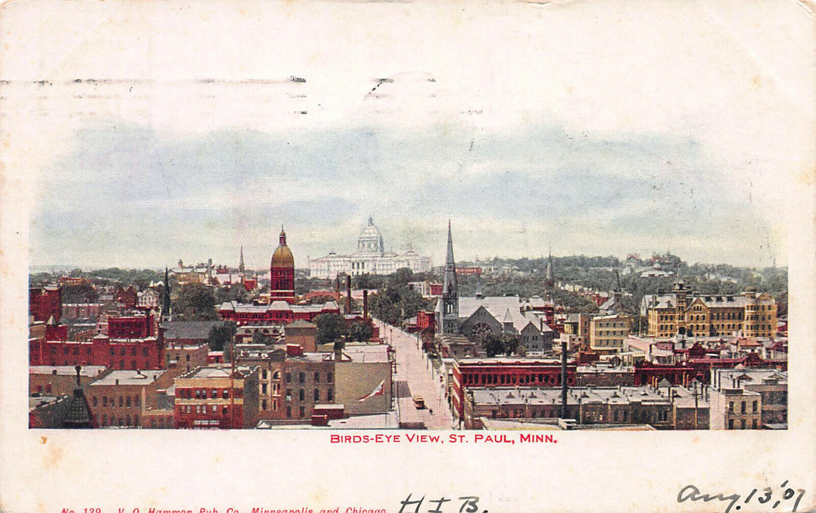 Bird's-Eye View, St. Paul, Wisconsin, Early Postcard, Used in 1907
