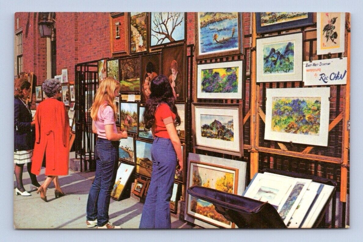 1970\'S. NEW YORK CITY. GREENWICH VILLAGE, SIDEWALK ARTISTS. POSTCARD SS29