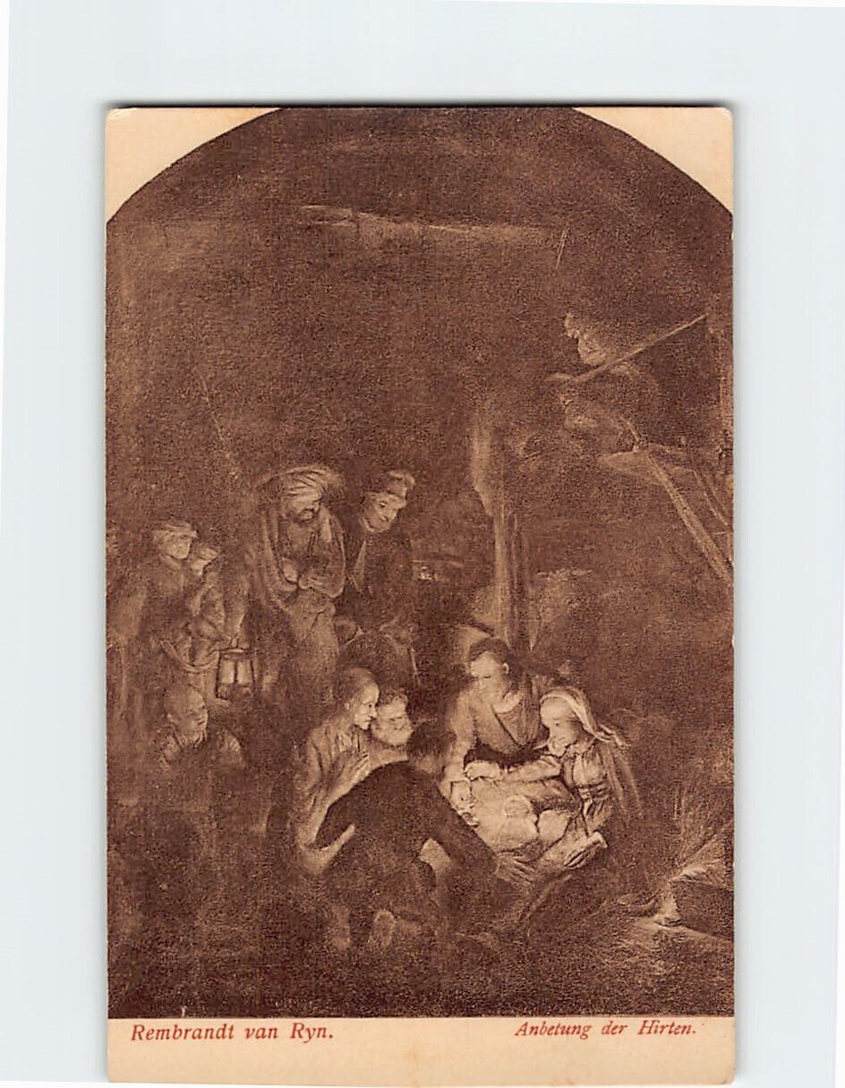 Postcard Anbetung der Hirten By Rembrandt van Ryn