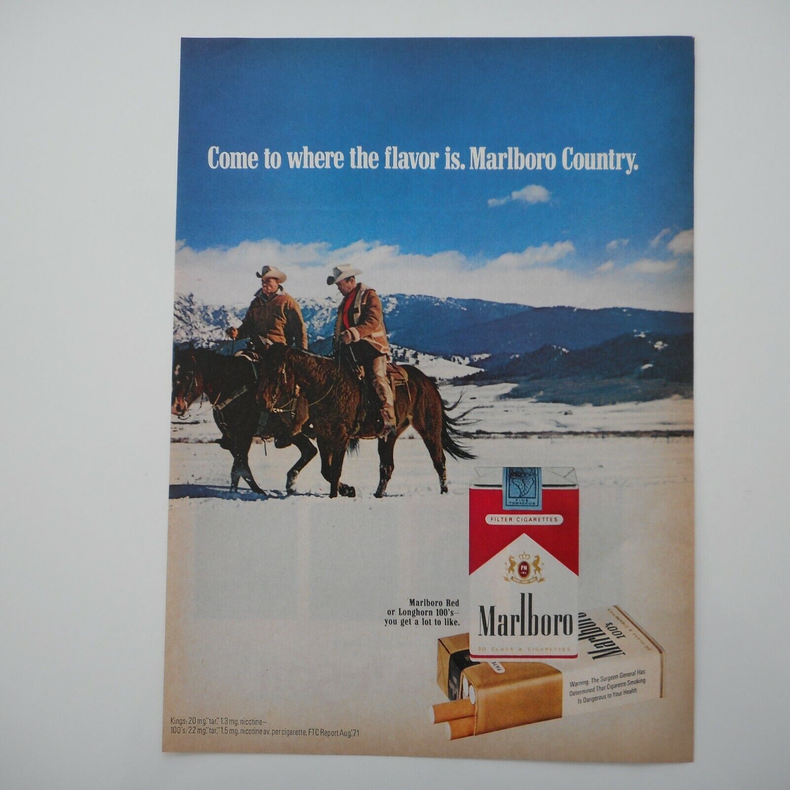 Marlboro Filter Cigarettes Ad 1971 Vintage Magazine Print