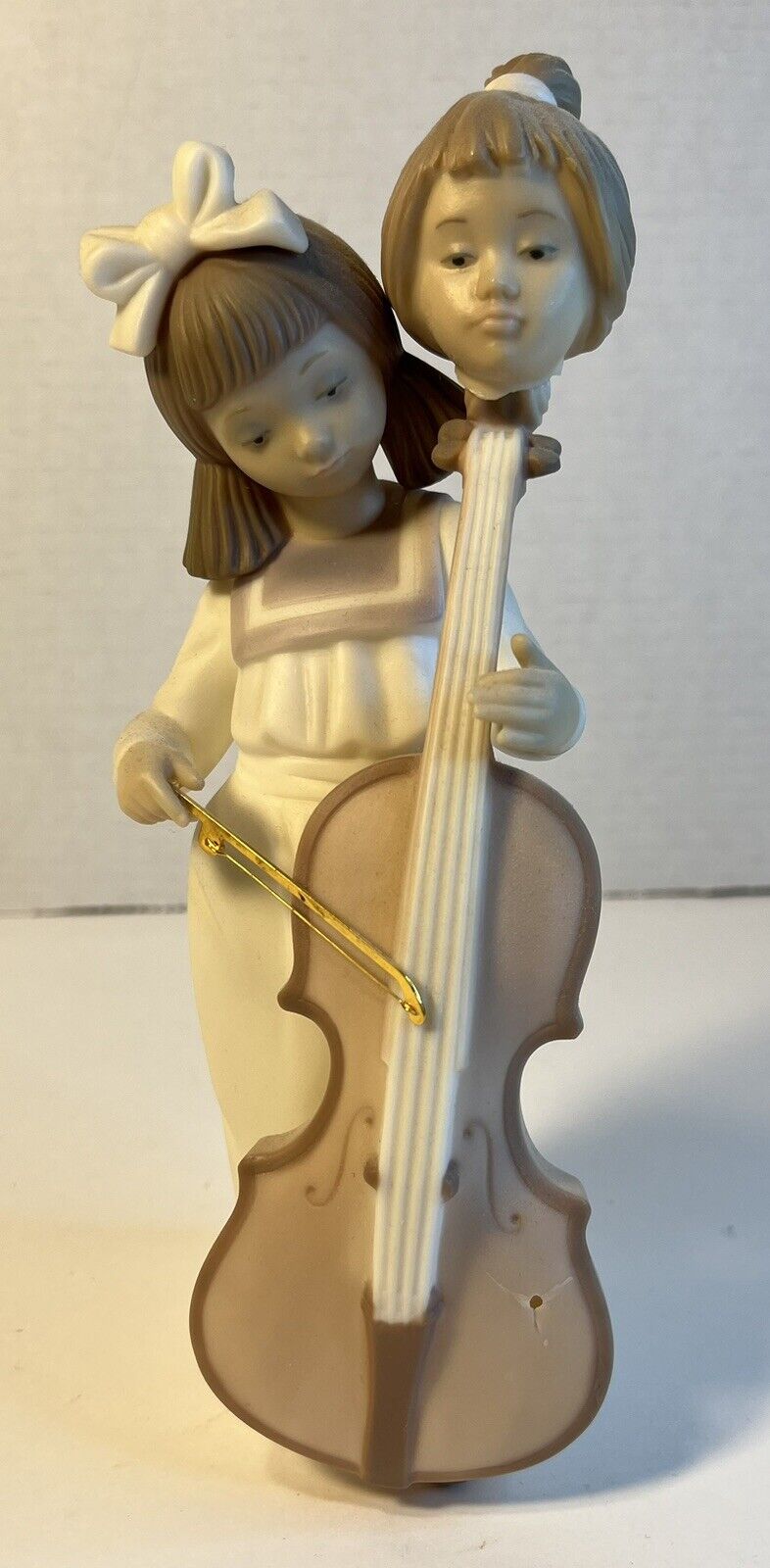 Creepy 2-Headed Weird Girl with Cello Porcelain Figurine Golden Memories 1991
